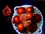 Blue Bowl with Pomegranates - Posted on Tuesday, February 3, 2015 by Phyllis Davis