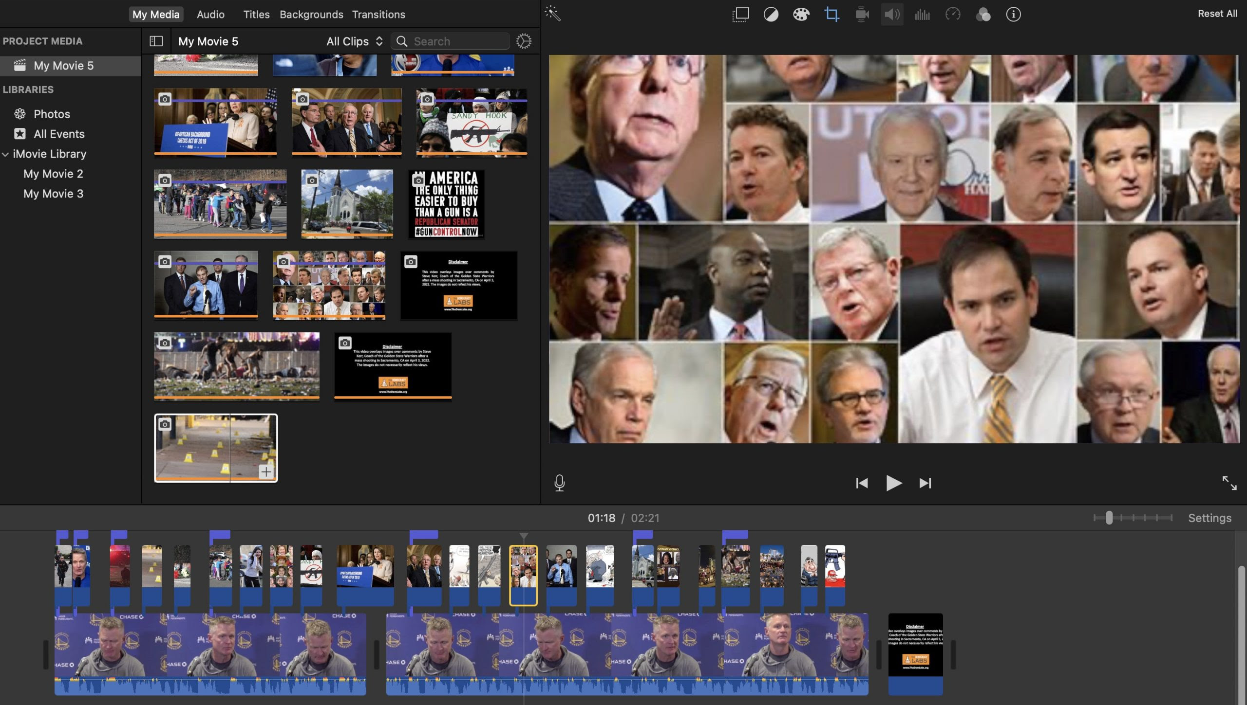 How to overlay images on a video clip with the free iMovie app.