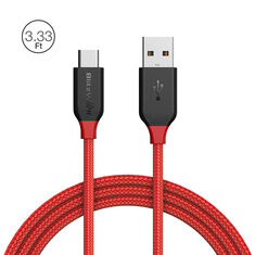 BlitzWolf® AmpCore BW-TC5 3A USB Type-C Braided Charging Data Cable 3.33ft/1m With Magic Tape Strap