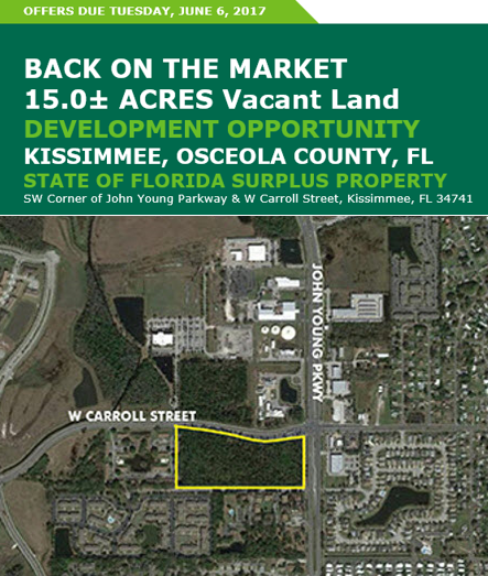 State of Florida Surplus Property 15 ± acres located in Kissimmee Florida.