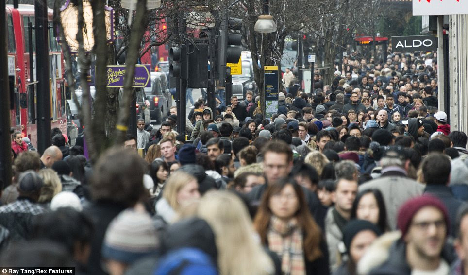 Packed out: Oxford Street appeared almost as busy as it was during the pre-Christmas rush