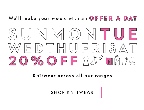 20% off knitwear 20% off knitwear