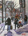 811 Montreal Winter, Ste-Catherine Street, 8x10, oil - Posted on Saturday, November 22, 2014 by Darlene Young