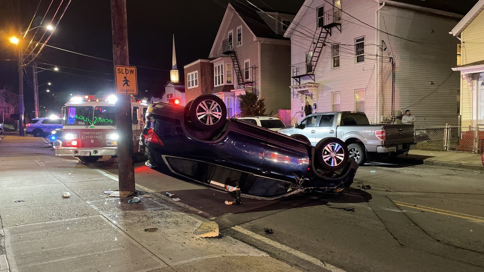  Car rolls over in Pawtucket crash