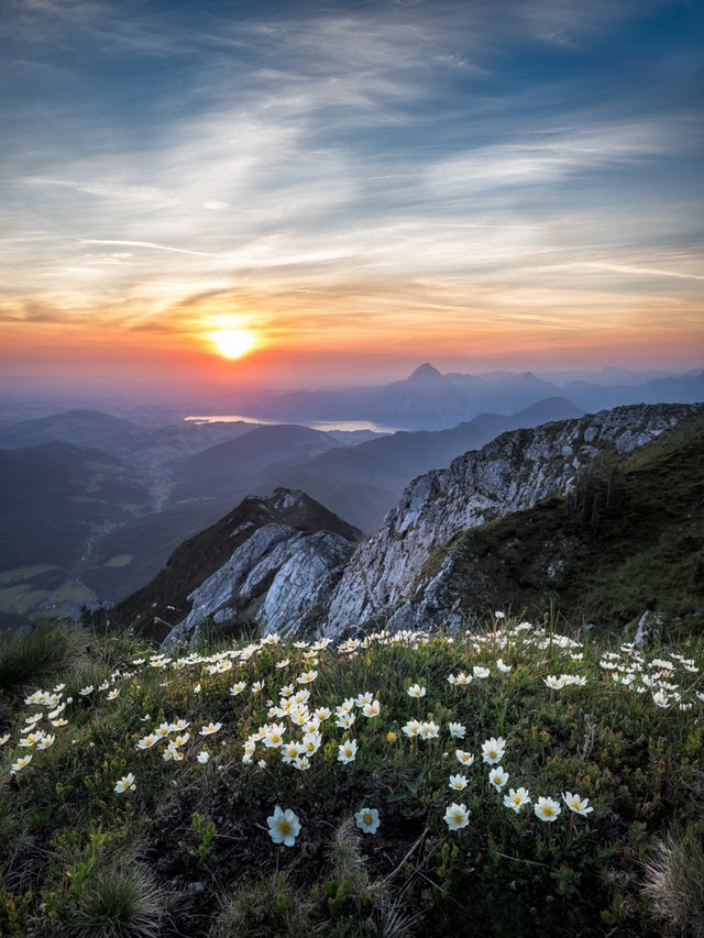 Spectacular view of sunrise in the mountains