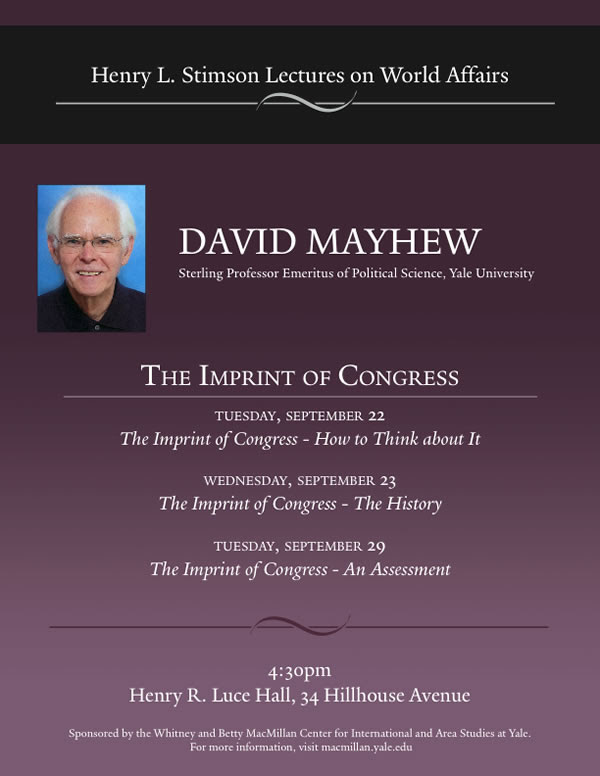 Henry L. Stimson Lectures on World Affairs featuring David Mayhew