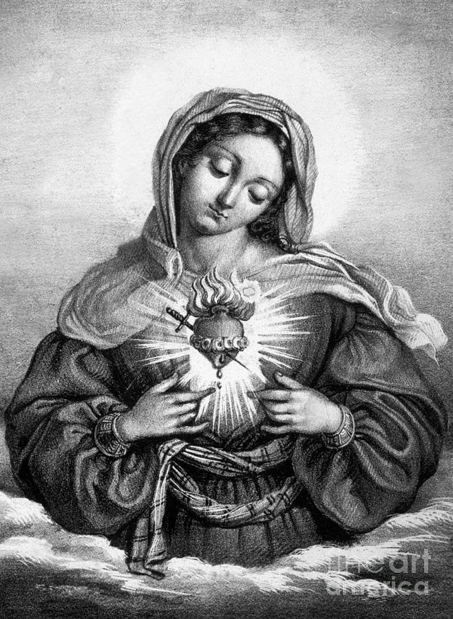 The Sacred Heart of Mary Drawing by French School | Fine Art America