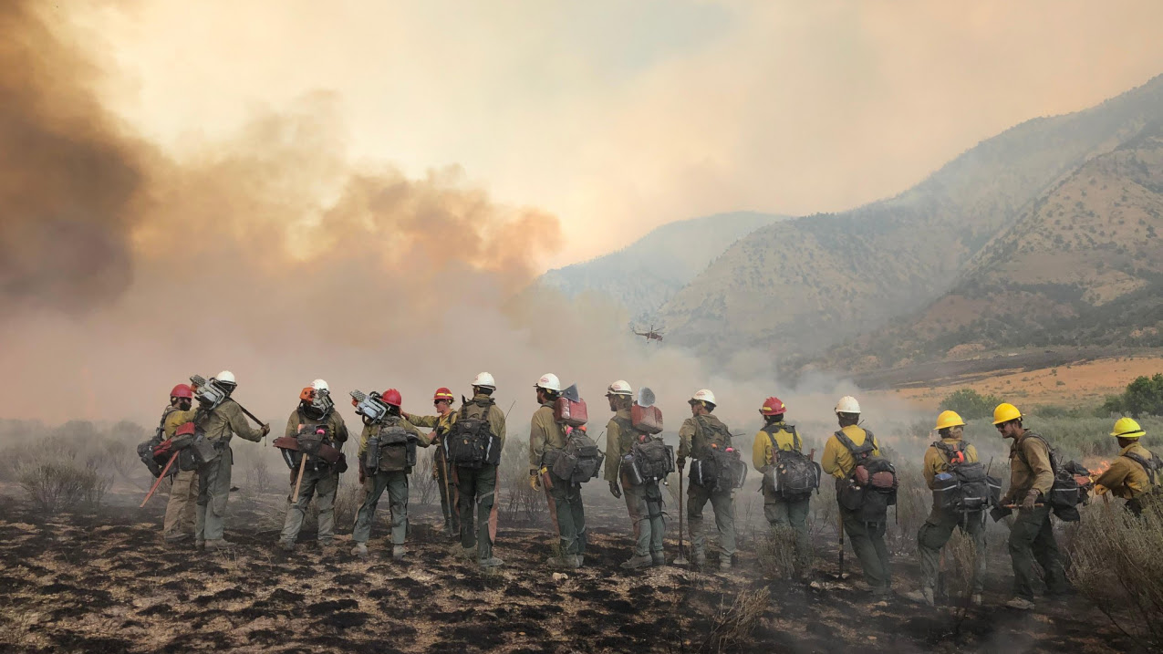 Firefighters on the march: The Pine Gulch Fire, smoke of which shown here, was started by a lightning strike on July 31, 2020, approximately 18 miles north of Grand Junction, Colorado. According to InciWeb, as of August 27, 2020, the Pine Gulch Fire became the largest wildfire in Colorado State history, surpassing the Hayman Fire that burned near Colorado Springs in the summer of 2002.
