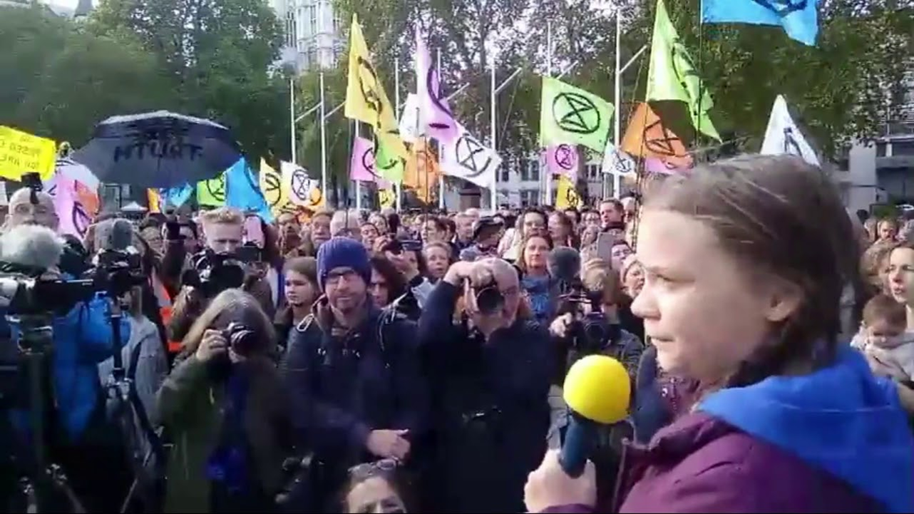 Greta launches Extinction Rebellion in London