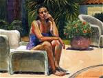 Watercolor painting: Girl by the Pool - Posted on Tuesday, March 31, 2015 by Belinda Del Pesco