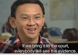 Jakarta Gov. Basuki Ahok Tjahaja Purnamat on recent broadcast in Indonesia. (screen grab)