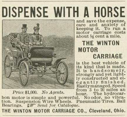 Winton Motor Carriage 1898 ad