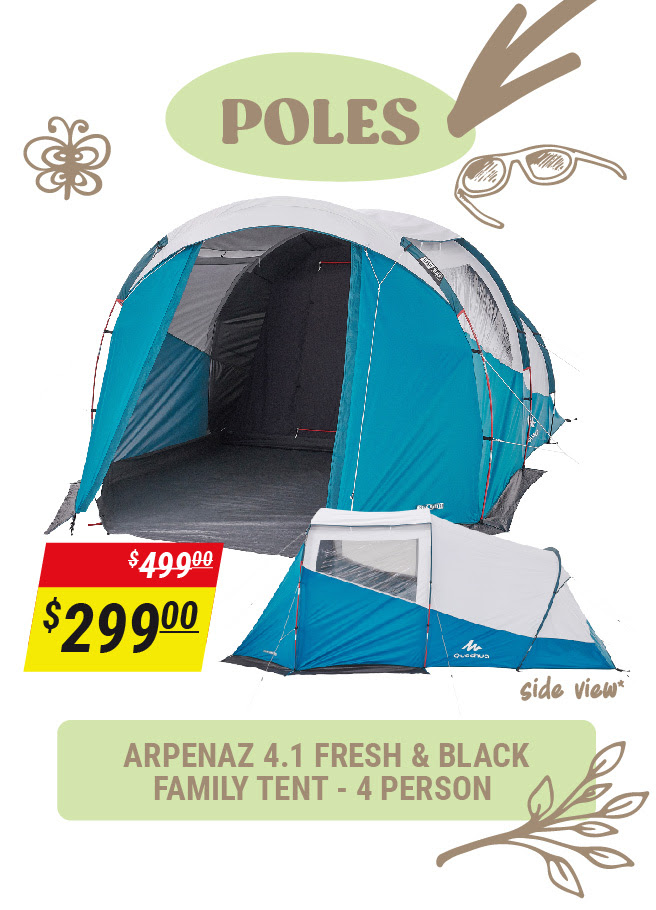 Arpenaz 4.1 Fresh & Black Family Tent 4 Person