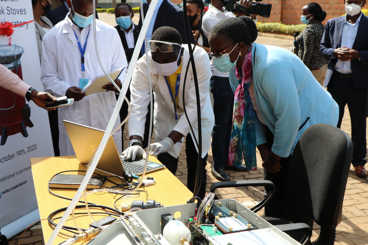 The PEMS is visible here at the launch of the Cook Stove testing lab in Kigali