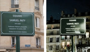 France: Samuel Paty Square plaque vandalized, the word ‘Islamist’ is painted over