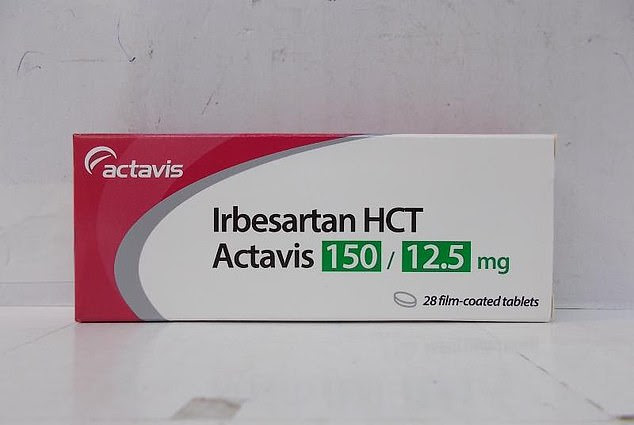 The Medicines and Healthcare products Regulatory Agency issued the alert over four batches of medications containing irbesartan (pictured, a version of the drug recalled in Hong Kong)