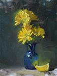 Yellow Daisies in Blue Vase - Posted on Sunday, March 22, 2015 by Kelli Folsom