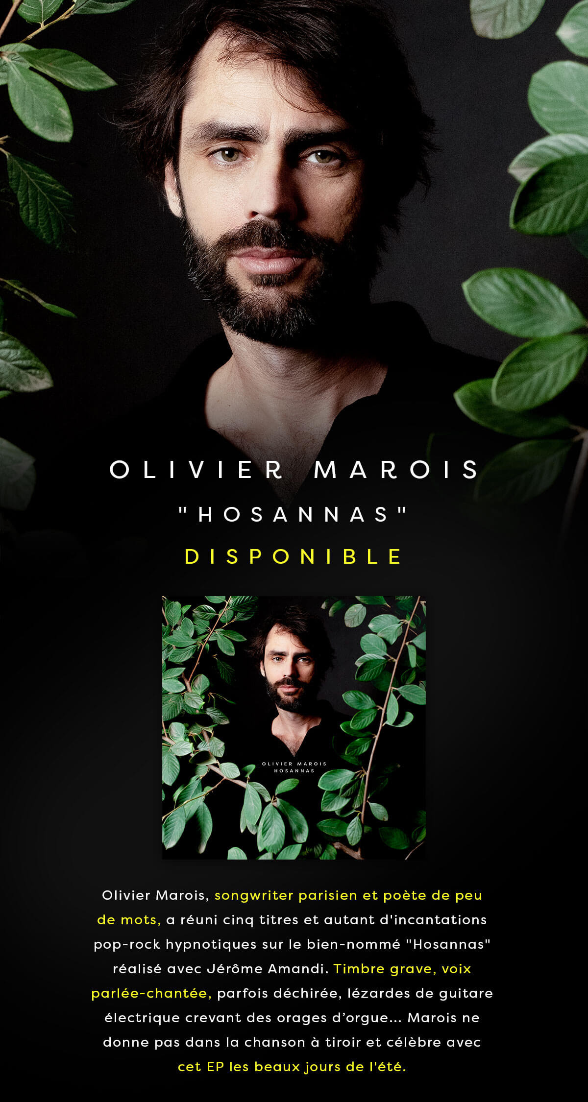 Olivier Marois — Ecouter son premier EP Hosannas
