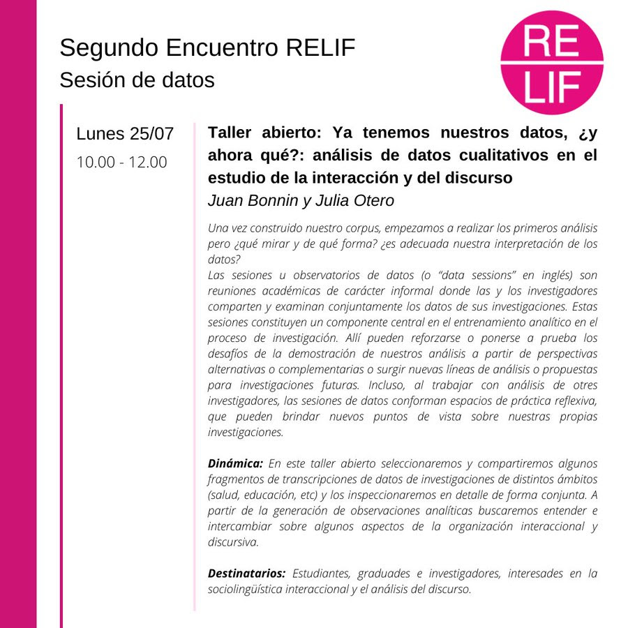 sesión de datos