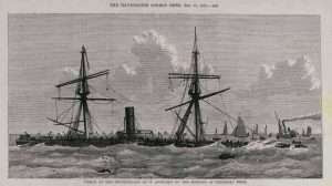 The wreck of SS Deutschland. (Illustrated London News, December 1875)