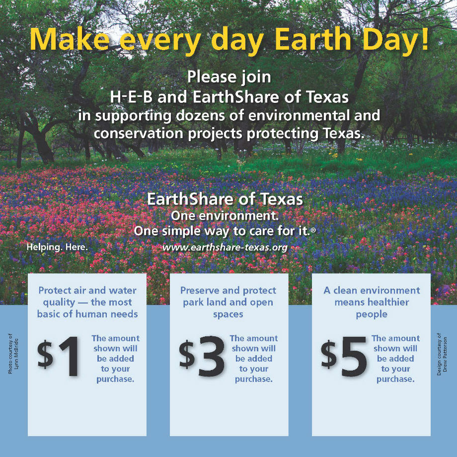 HEB customers can donate to several environmental organizations during the month of April.