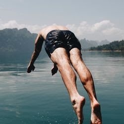 Man diving in lake