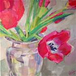 2015 Daily Painting #1, Red Tulips - Posted on Friday, January 2, 2015 by Whitney Heavey