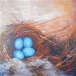 Daily Painting, Small OIl Painting, Nest Painting, "Nesting" by Carol Schiff, 12x12x1.5" Oil - Posted on Wednesday, April 8, 2015 by Carol Schiff