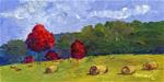 ORIGINAL PAINTING OF AUTUMN MAPLES AND HAY BALES - Posted on Thursday, March 5, 2015 by Sue Furrow
