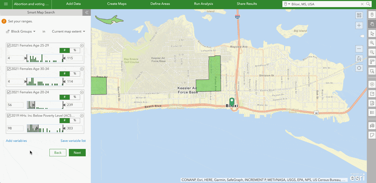Use Community Analyst to find potential voters in a community