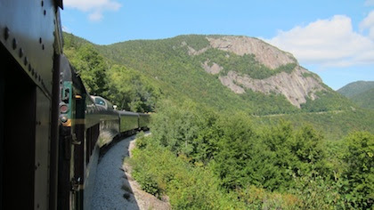 mountain and train