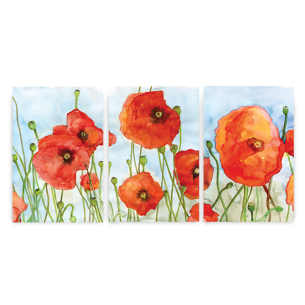 Poppy prints set of three