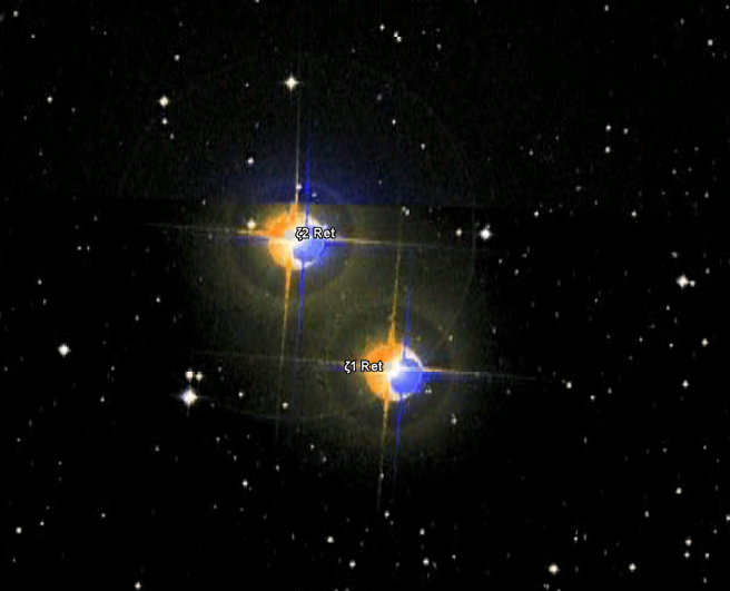 Zeta Reticuli - Estrelas vistas no Google Sky 2011, mostrando uma foto de 2007