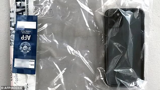 Police seized a cellphone (pictured) during the arrest of two men in New South Wales