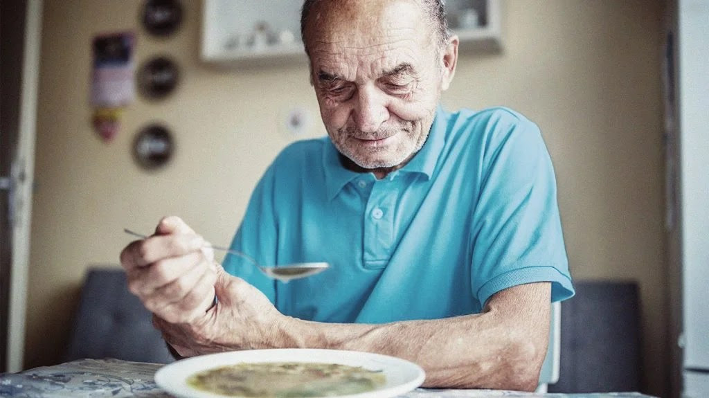 A person with Parkinson's disease experiencing a tremor.