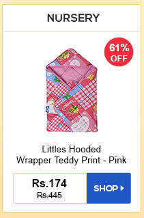 NURSERY - Littles Hooded Wrapper Teddy Print - Pink - Rs. 174
