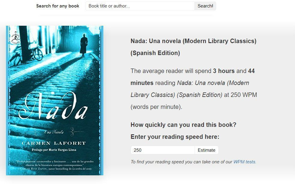 Formatos extraños y tiempo para todo Portada de la novela NADA en readinglength.com.