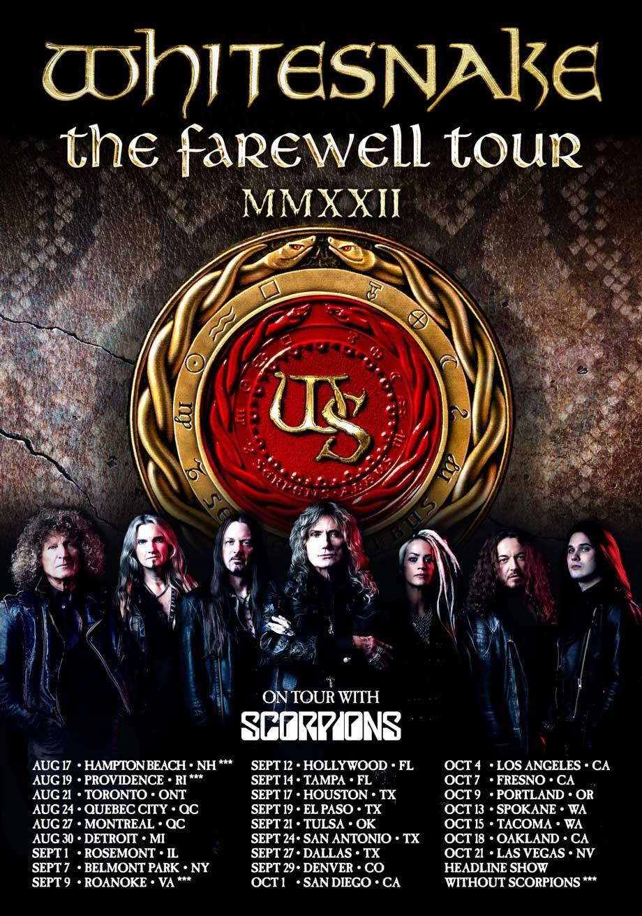 Whitesnake Farewell Tour USA 2022 Dates