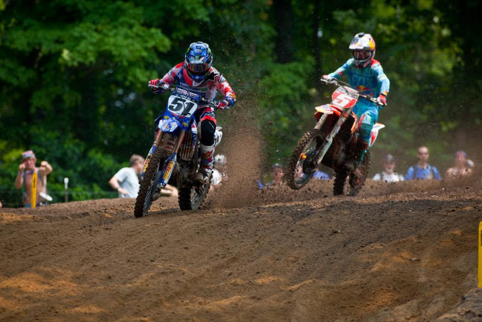 Barcia (51) managed to keep Dungey (5) at bay at RedBud and brings a two-race winning streak into Spring Creek.Photo: Matt Rice 