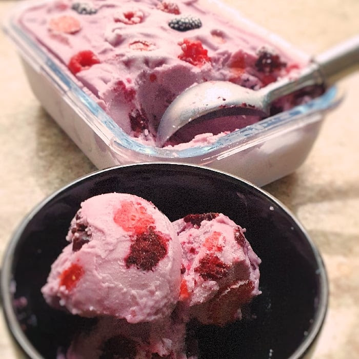 sorvete saudável - sorvete de frutas vermelhas vegano