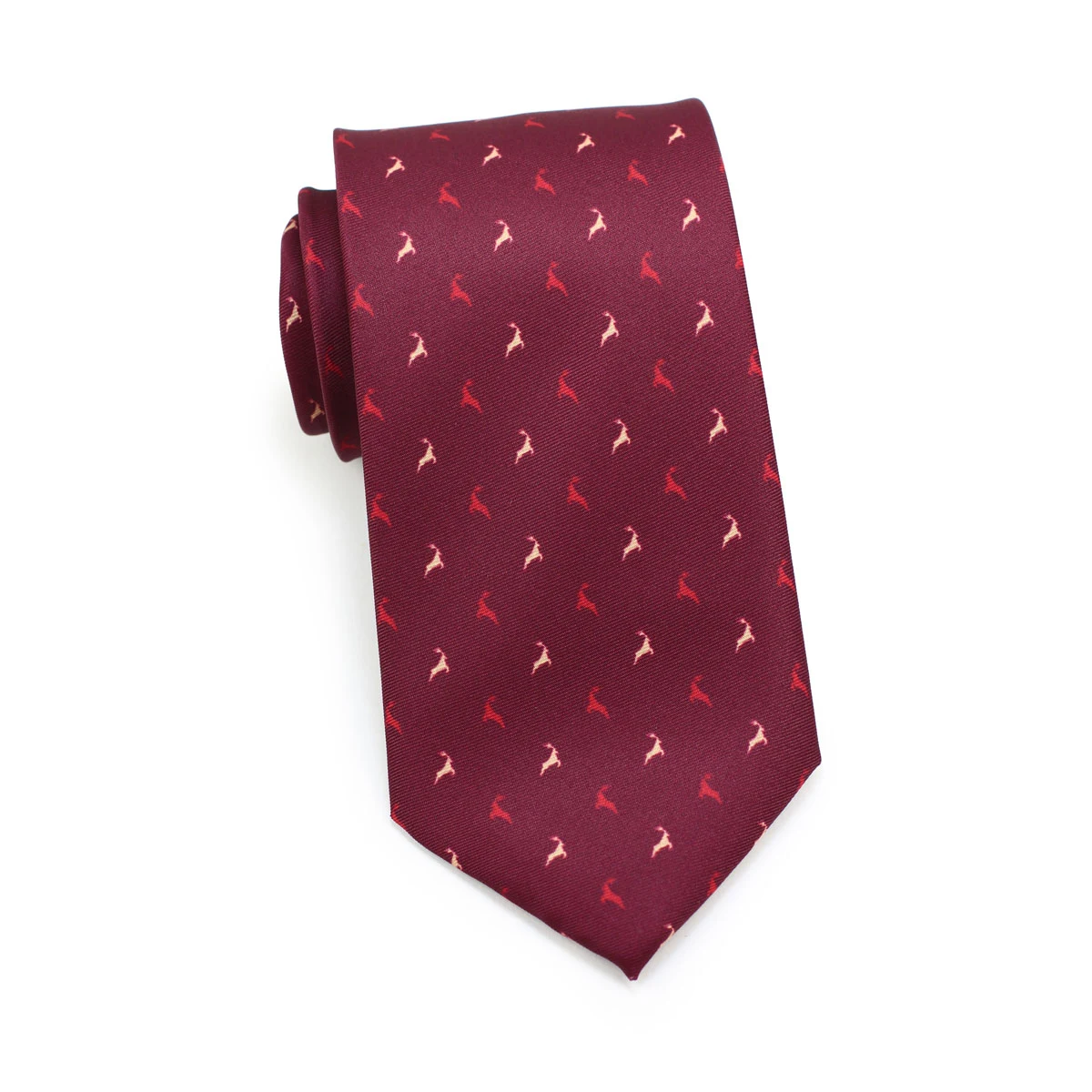 necktie with reindeers in cherry red