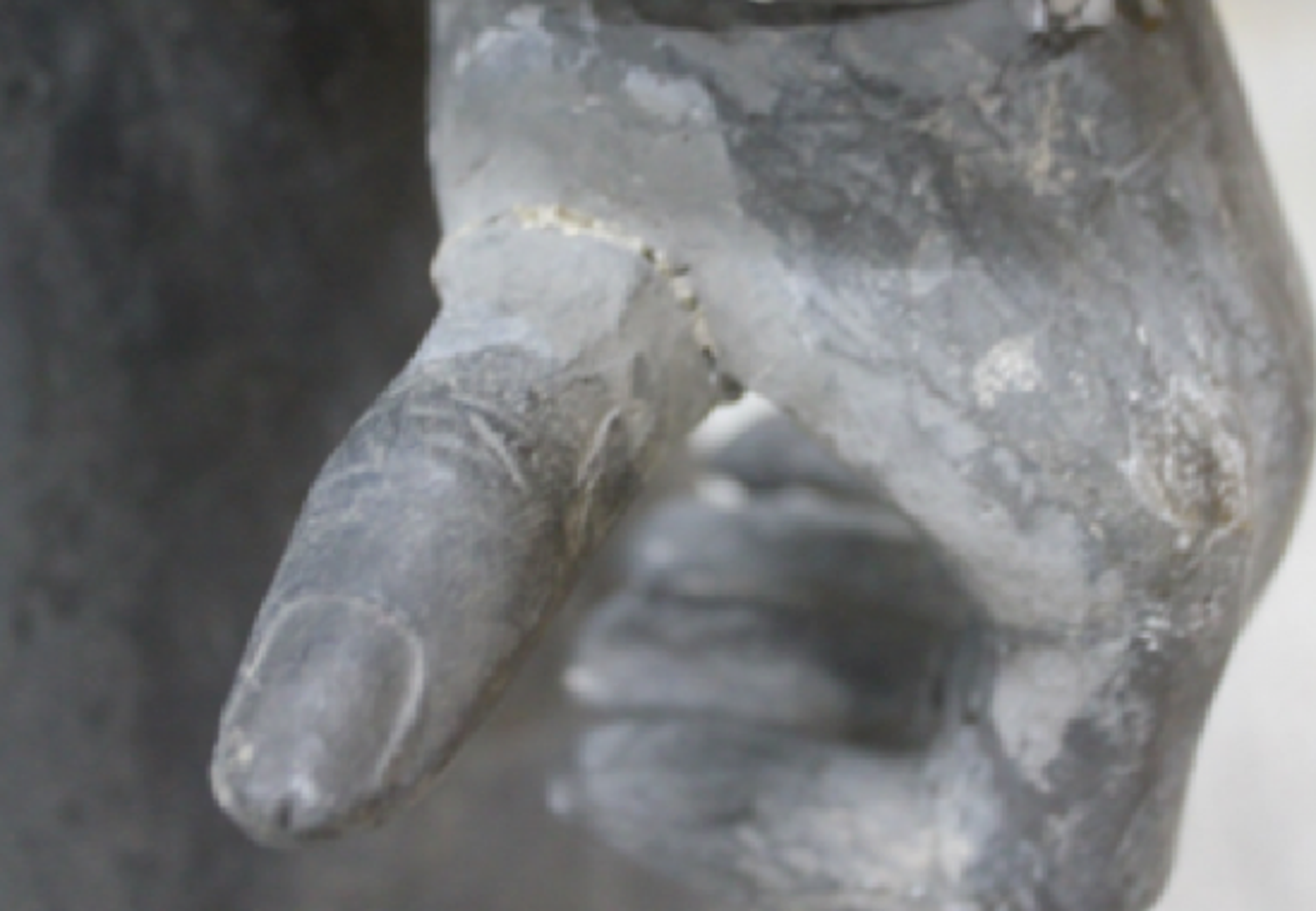 A photo shows the thumb that was later taken from a statue at The Franklin Institute in Philadelphia.