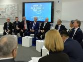 Prime Minister Benjamin Netanyahu with global cyber industry leaders at the 2016 World Economic Conference in Davos.