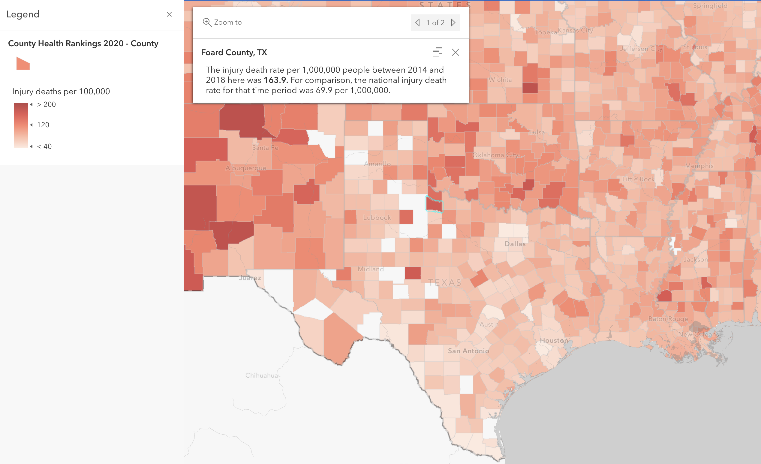 Where are people more likely to die from gunshots and other injuries?