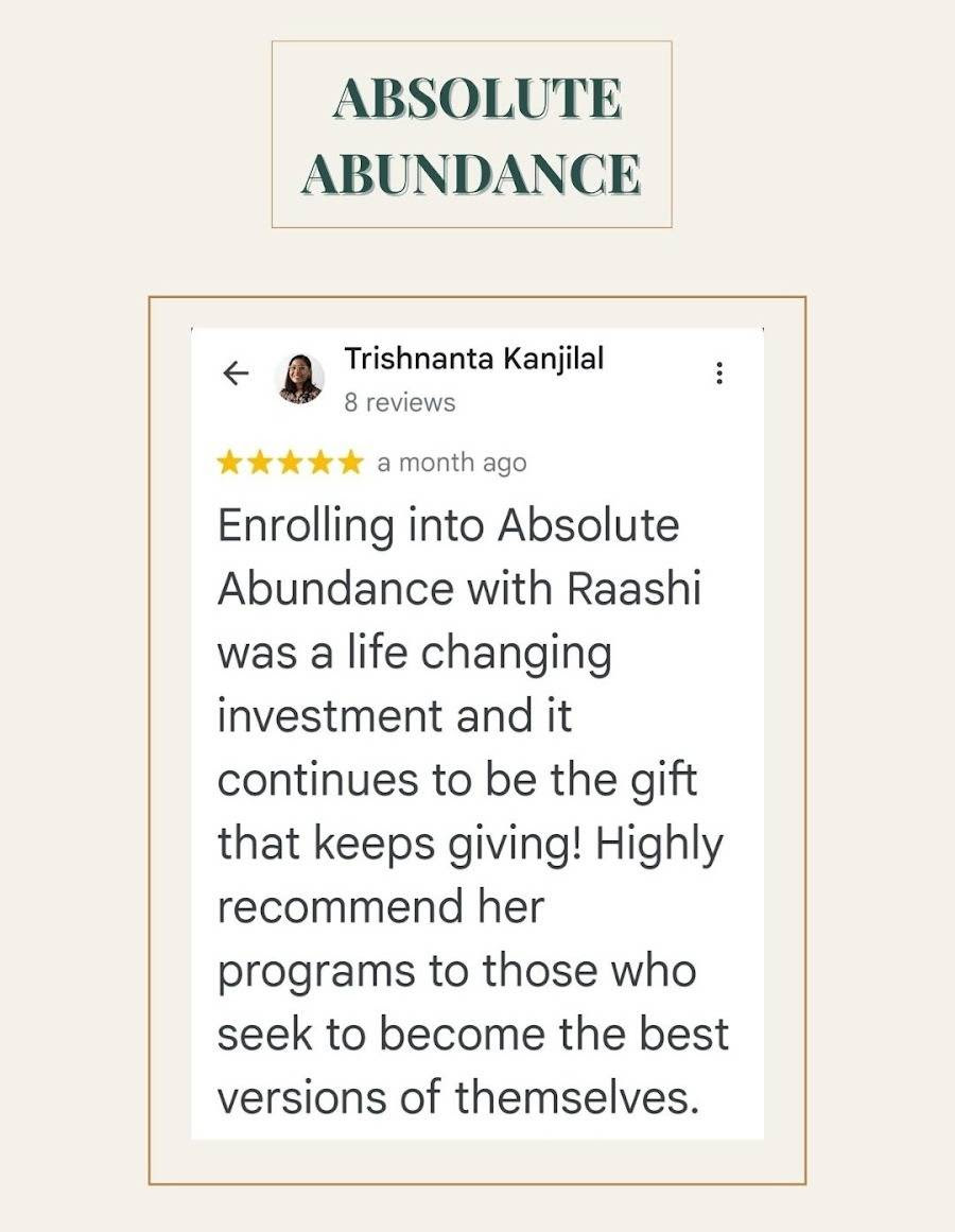 Absolute abundance testimonial 1