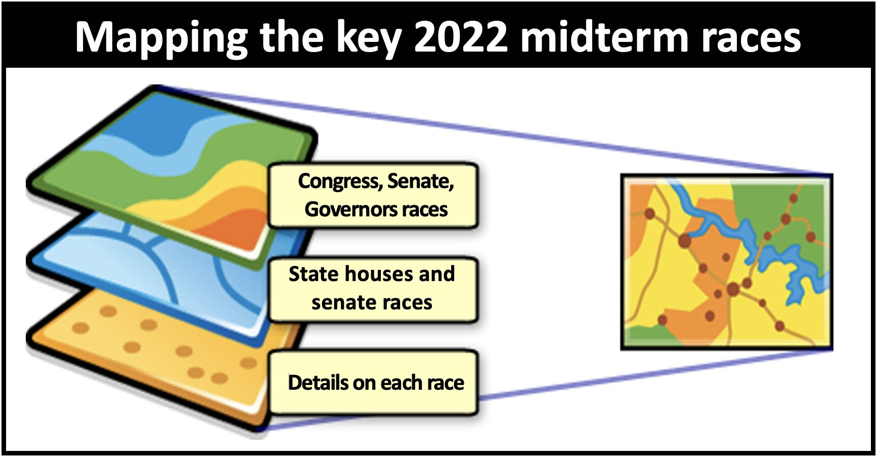 Key 2022 Midterm races shown on a single map.