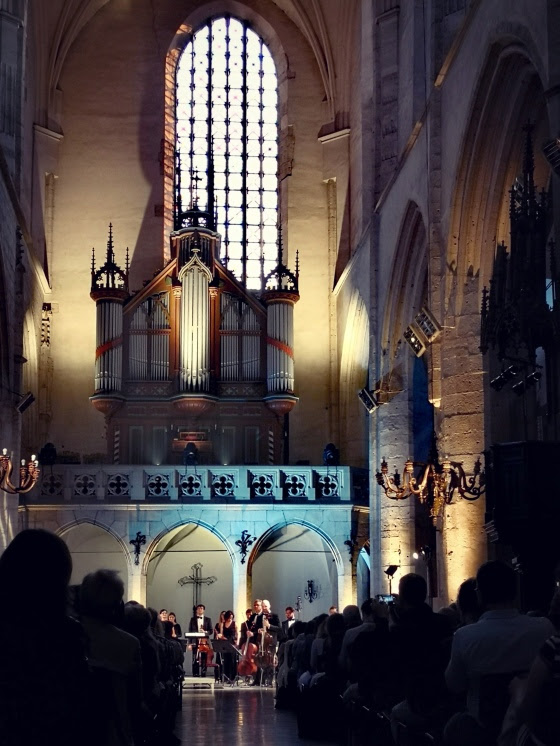 View of the organ and performance space in a cathedral