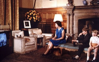 The Queen and her sons watching the documentary The Royal Family in 1969