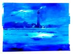 Moonlit Night, Anastasia Lighthouse - Posted on Sunday, March 15, 2015 by Ray Brilli Art