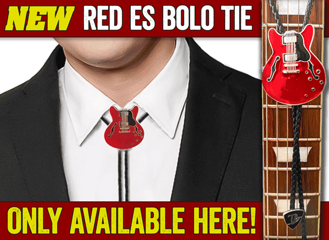 25% OFF - This Red ES Bolo Tie - stylish and bluesy.